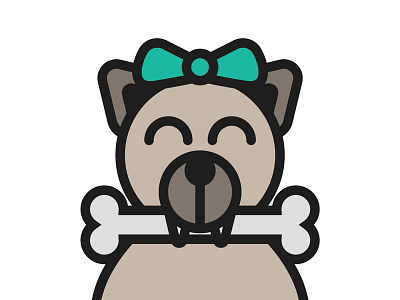 Safe Bones Illustration bone bow dog happy icon illustration puppy