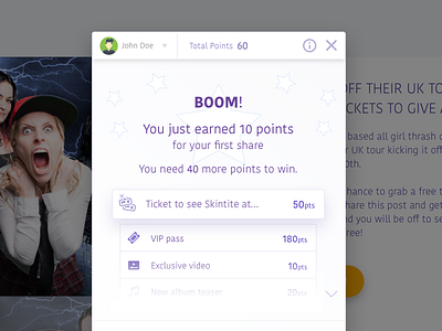 Boom Points 2 card modal points