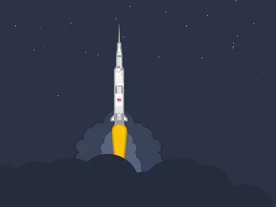 Blast Off illustration rocket saturn v