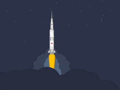 Blast Off illustration rocket saturn v