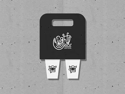 NOCC Beverage Carrier branding coffee custom type handdrawn illustration logo logo design owl typography vector