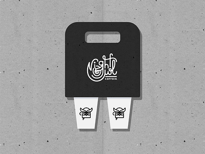 NOCC Beverage Carrier branding coffee custom type handdrawn illustration logo logo design owl typography vector