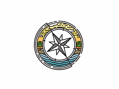 Compass/adventure adventure camp compass forest globe hiking line lineart mountain nature