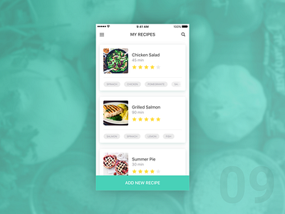 Day 9 - Recipe App 100dayuichallenge cards food ios recipeapp recipes