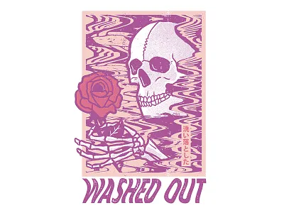 Washed Out band design band merch drawing illustration merch design rose shirt design skull