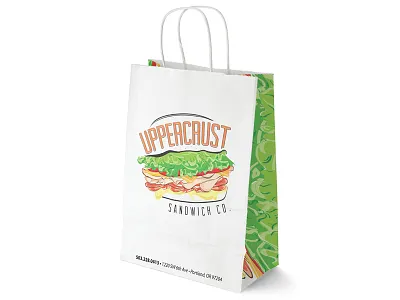 Uppercrust Sandwich Co. Go Bag and packing branding got so hungry working on this identity logo sandwiches yummy