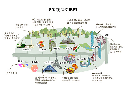 Hand-drawn map eater hand drawn map shenzhen