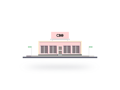 Hovering Shop building clean design flat house nice pink shop