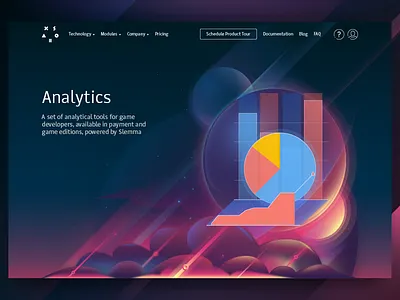 Illustration for corporate website (Analytics) analytics cartoon illustration space tolstovbrand vector web design xsolla