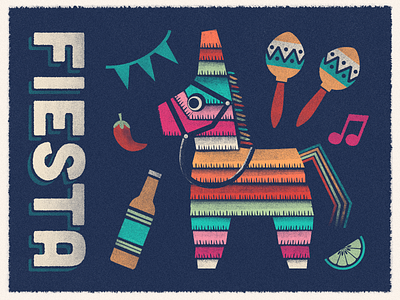 Fiesta beer fiesta illustration lime maracas music party pepper pinata texture