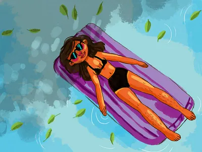 Chillin digital painting portrait summer íllustration