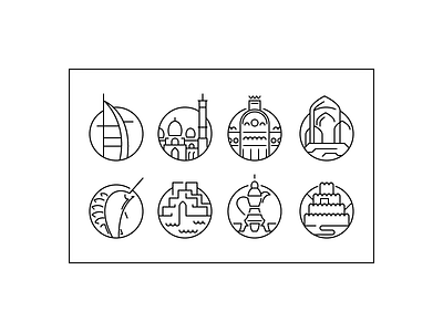 UAE location icons design dubai graphic icon illustration outline uae