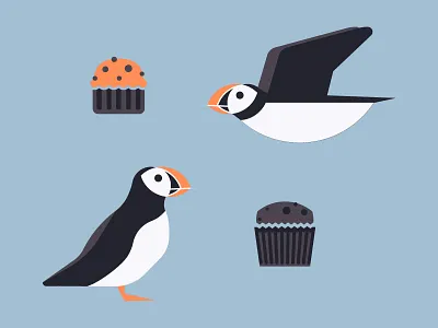 Puffins & Muffins bird blue breakfast cake muffin orange pastry puffin wildlife zoo