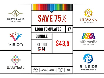 Logo Bundle 17 alfa colorful font indise letter media nirvana tristar vision web wing