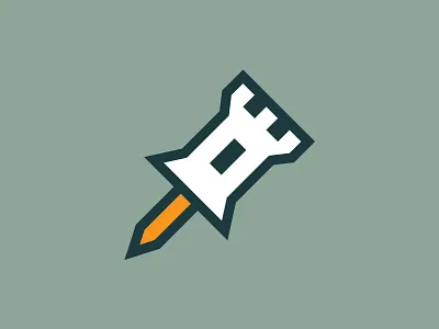 Kingpin castle crest king logo logomark marker orange pin symbol white