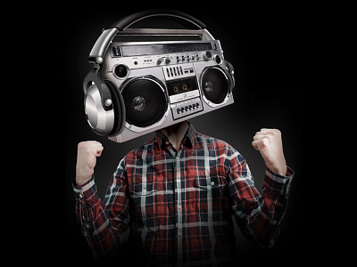 Too Much Noise Image boom box headphones noise photoshop speaker head