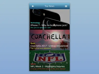 DailyUI - #094 - News coachella dailyui iphone music news nfl sports technology
