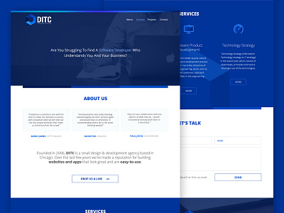 DITC clean flat header icons landing minimal one page site ui web webdesign website