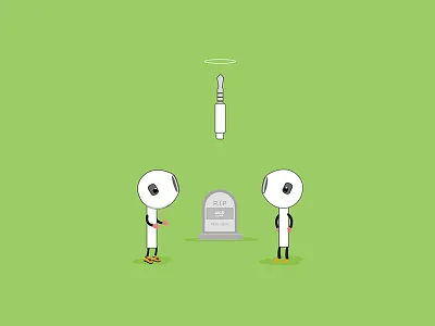R.I.P Jack 3.5mm airpods colors illustration puns vector