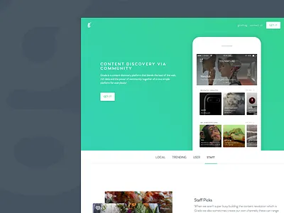Landing app gradient grado iphone landing tiles website