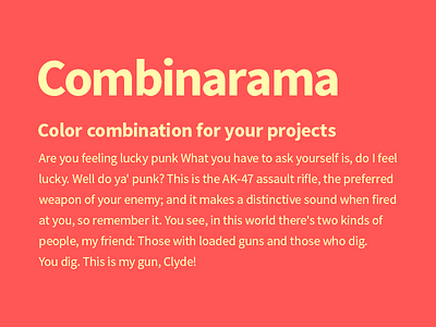 Combinarama Text FFFBAF Background Ff5656 background color colour combinarama combination design inspiration simple