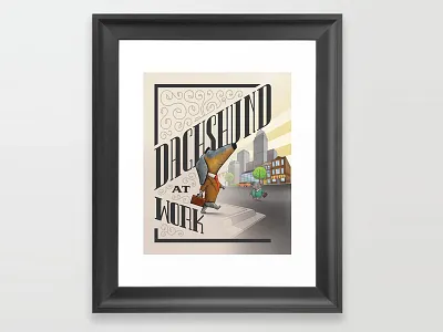 Dachshund at Work dachshund dog illustration work