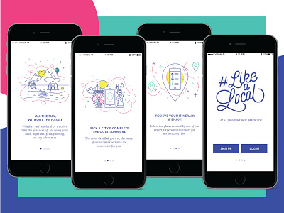 #LikeALocal App - LogIn adventure app illustration login monoline outdoors travel