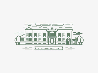 K.K. Fon Stricka villa building flatline graphic icon illustration illustrator line vector villa