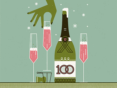 Celebrations! bottle bubbles celebrate champagne design flat glass hand illustration stars vector