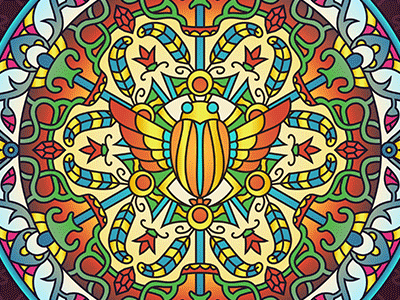 Egyptian Mandala Design animation egypt egyptian flower gif illustration illustrator mandala pixaroma scarab