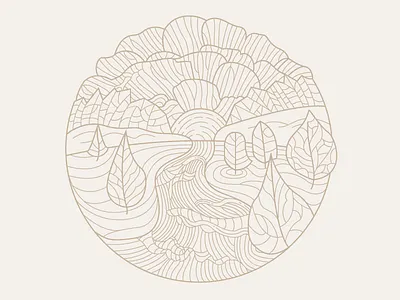 Sunset River detail line lineart mountains one color river sky stream sun sunset t shirt tree