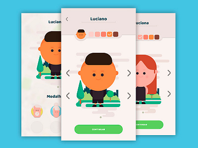 Concept game app Ui and illustration style app character customization flat game illustration mobile ui ux