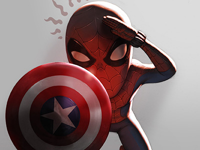 Spidey with shield avengers captainamerica civilwar spiderman