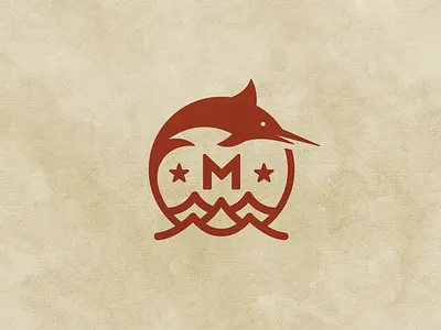 Leaping Marlin Mark badge circular emblem investment logo marlin ocean properties property sea star water