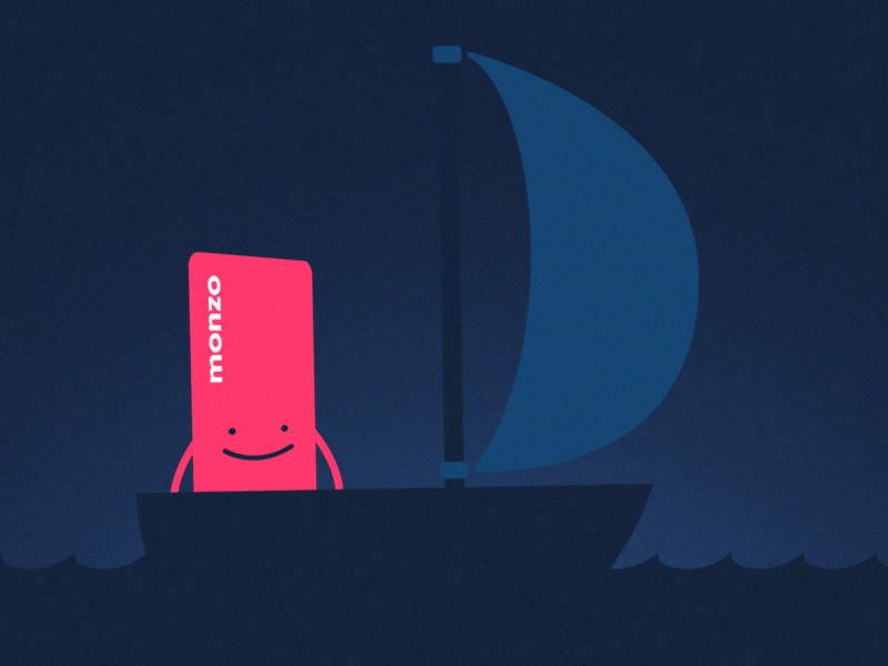 Monzo Boat animation app bank boat card gif illustration monzo ocean sea