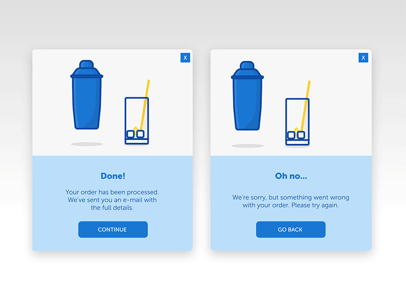 Flash Message (Error/Success) - #dailyui #011 animation cocktail daily design drinks error flash gif message success ui ux