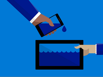 Microsoft: File Sharing file sharing hands illustration microsoft phone tablet water