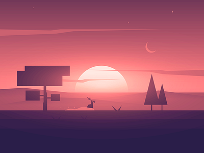 Sunsetrise flat game landscape sunset