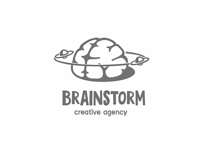 Brainstorm agency brain brainstorm creative flying idea internet planet saucer space thought ufo