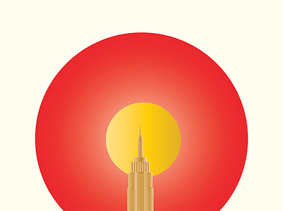 New York City Sunset circle empire state building golden illustration new york city rectangle red sun sunset