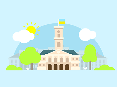 Lviv animation city gif house houses lviv panorama sightseeing sun tree ukraine vacation