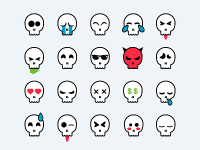 Skull Smileys cartoon cute emoji halloween icon scary skull smiley vector winking