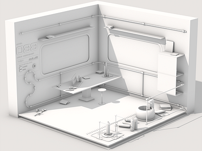 Space Janitors's Room cinema4d isometric