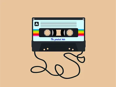 MixTape art colors design flat icon illustration k7 music tape vector