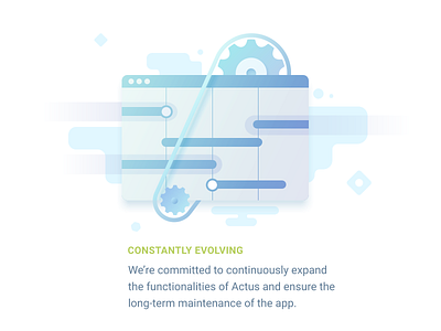 Constantly Evolving Product flat gear icon project tracking