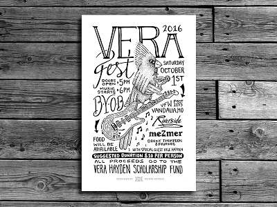 Verafest Dribbble cardinal drawing guitar hand lettering illustration lettering margarita mom music music festival