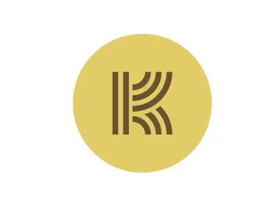Logo initial, K gold k logo thick lines