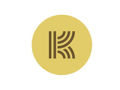 Logo initial, K gold k logo thick lines