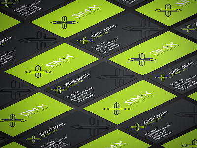 SIM-X Cards Isometric 3d business c4d card cinema4d green isometric lime logo mockup x