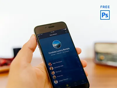 Boat Crew - Free iPhone Mockup PSD app design free ios iphone mobile mockup network oceanic psd ui